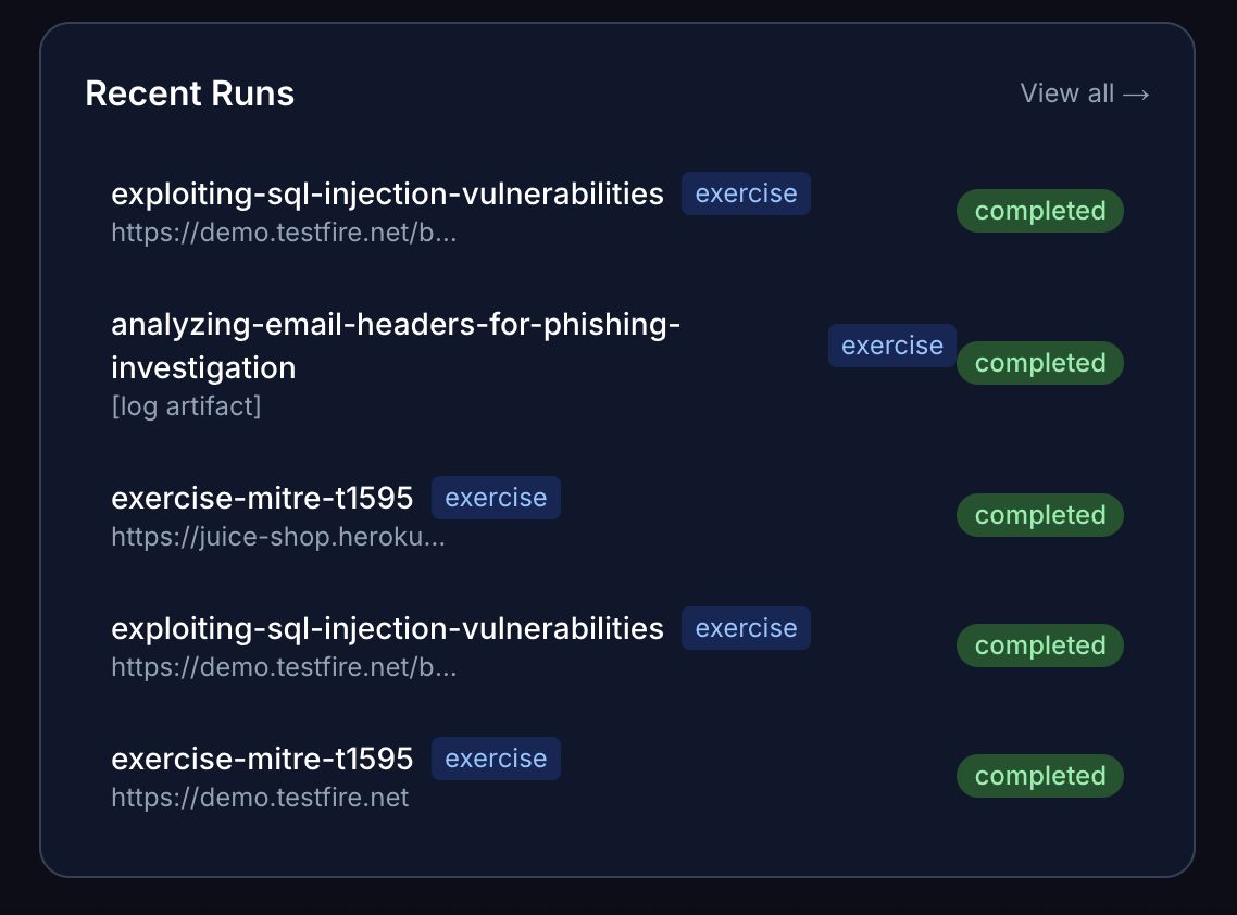 Track every agent run directly from your dashboard
